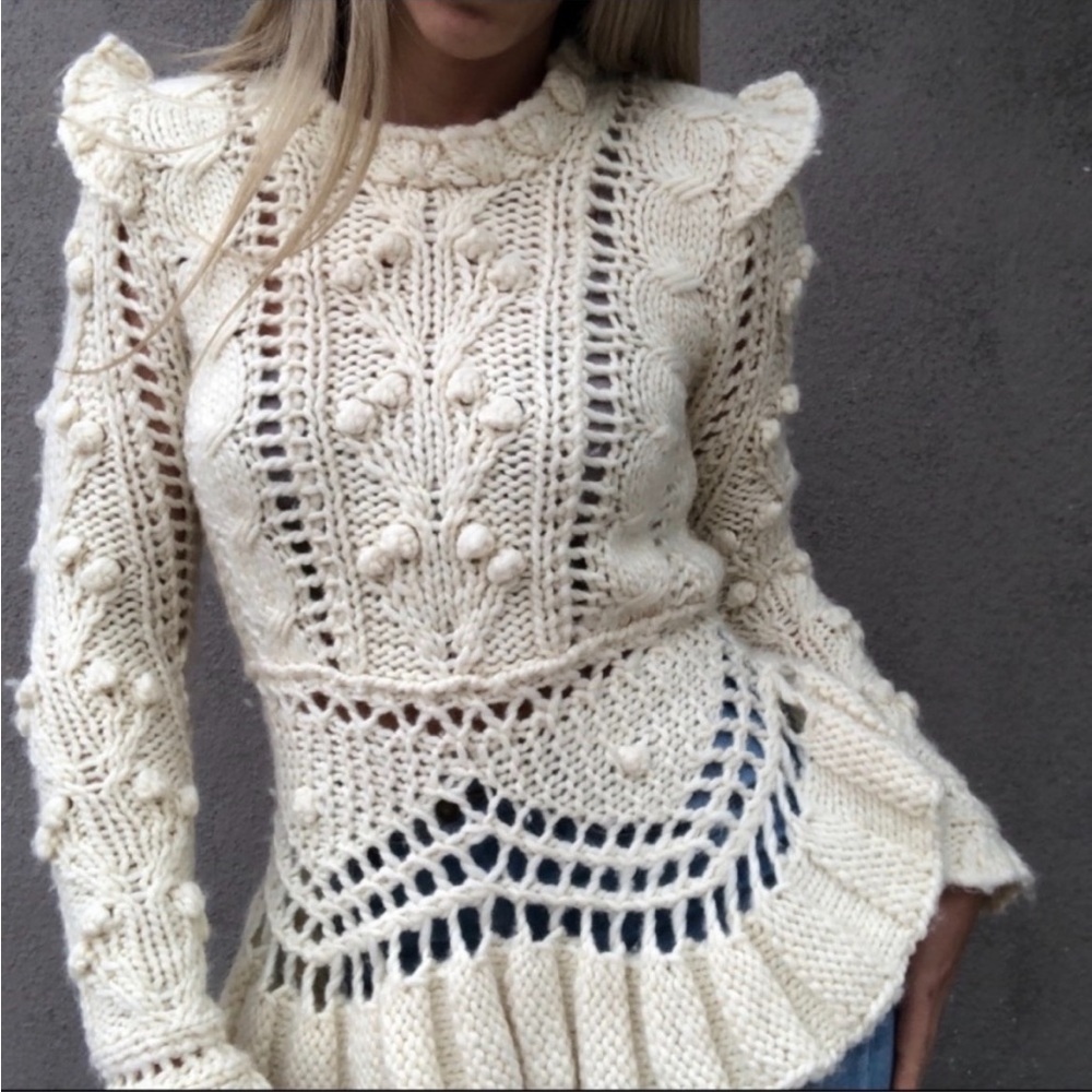 Anthropologie James Coviello Knit Bobble Sweater Size S
